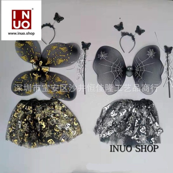 Conjunto de disfraz para niñas🌸set de alas y varita de mariposa negra ✨️